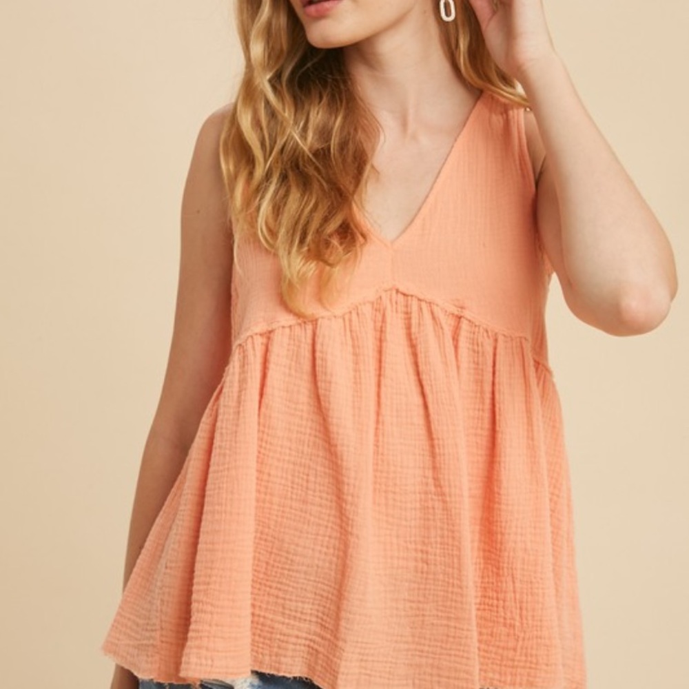 New In Loom Cotton Gauze Babydoll Blouse